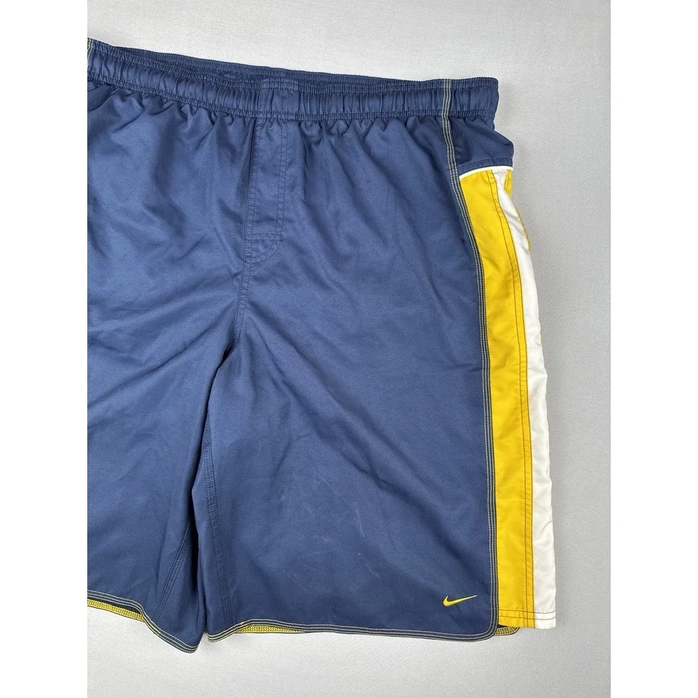 Vintage Y2K Nike Swim Trunks Men's XXL Gray Swoosh Board Shorts Silver Tag